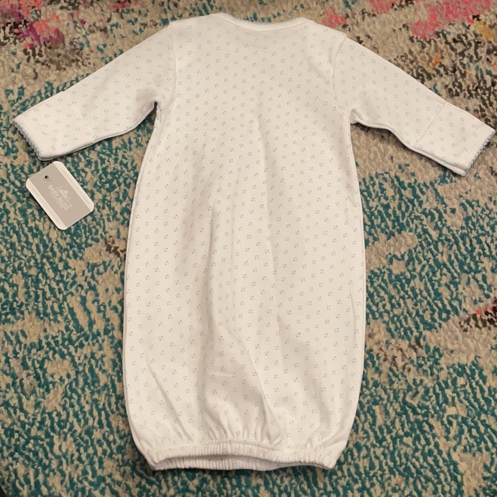 Baby Bliss BLUE MICRO DOT PIMA GOWN in Preemie / NWT / smoke-free pet-free home - Picture 4 of 5